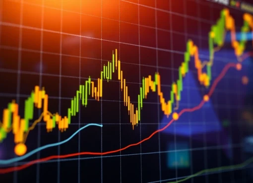 Stock Market Updates featuring fluctuating charts and financial icons for market analysis readers
