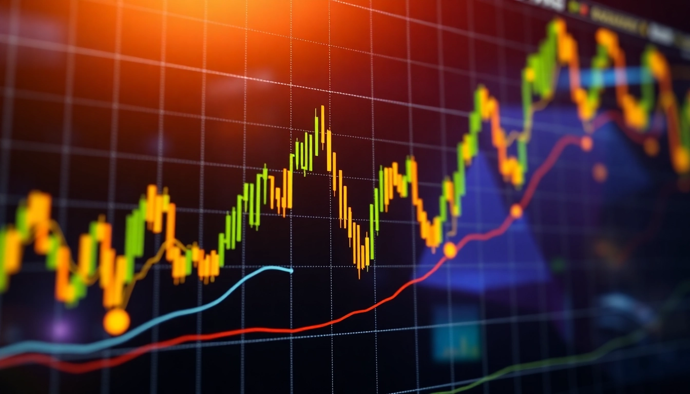 Stock Market Updates featuring fluctuating charts and financial icons for market analysis readers